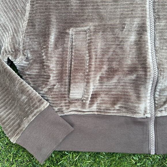 Nuuds Full Zip Ribbed Hoodie Cropped Velvet Cord Velour Loungewear Sweatshirt S - Picture 5 of 11